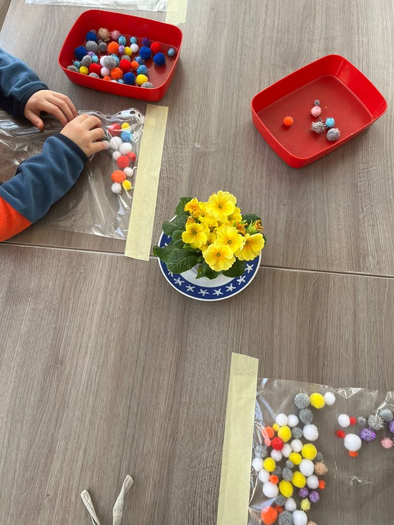 Freies Spiel mit PomPoms sortieren